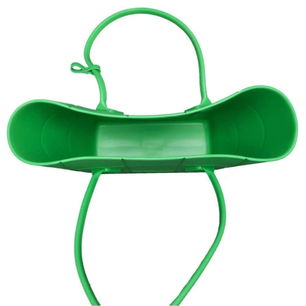 💚 Bottega Veneta Large Arco Rubber Tote Bag – Parrot Green 💚
